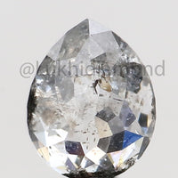 0.83 Ct Natural Loose Diamond Pear Black Grey Salt And Pepper Color I3 Clarity 6.30 MM KDL8506