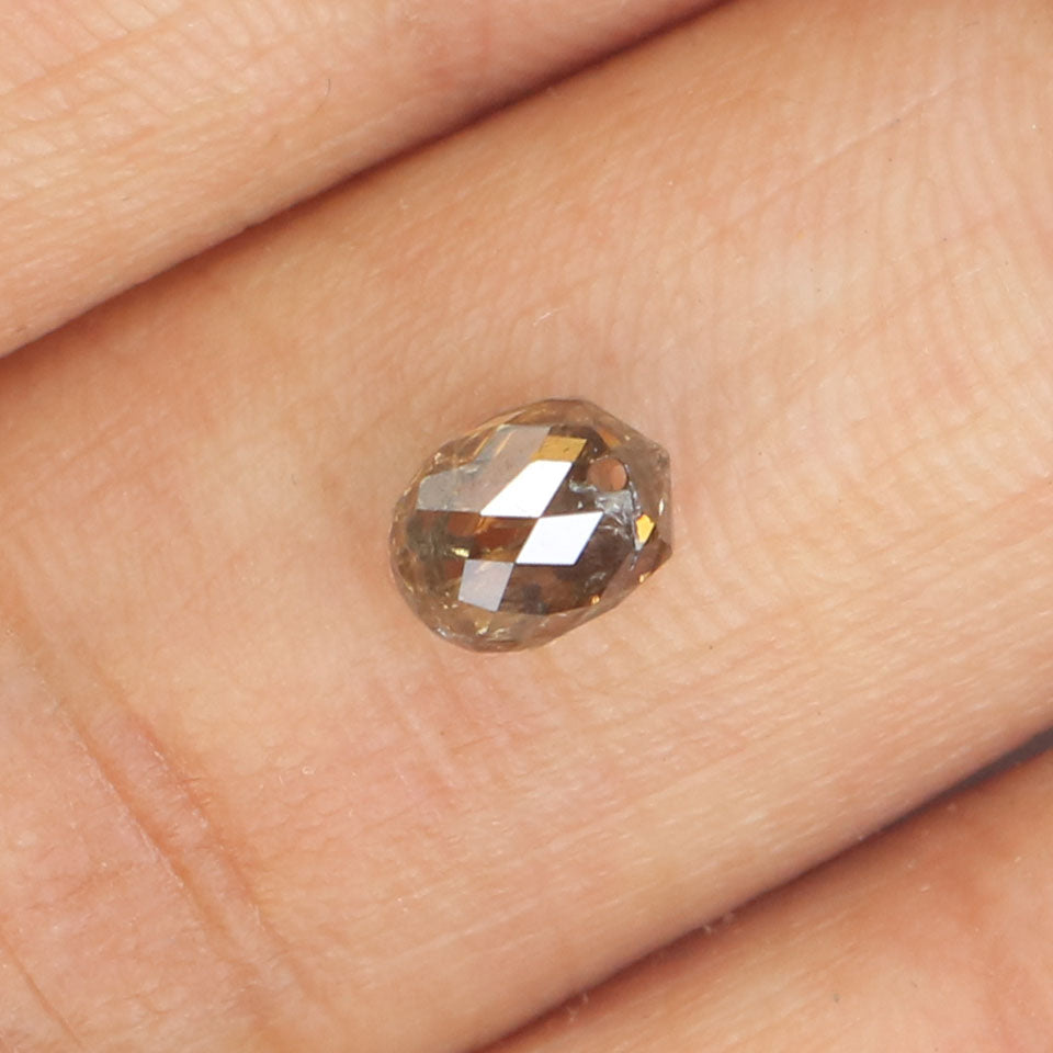 0.78 Ct Natural Loose Briolette Shape Diamond Brown Color Drop Diamond 5.30 MM Natural Loose Brown Color Briolette Rose Cut Diamond LQ9838