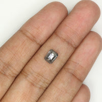 Natural Loose Emerald Salt And Pepper Diamond Black Grey Color 1.11 CT 6.30 MM Emerald Shape Rose Cut Diamond KDL944