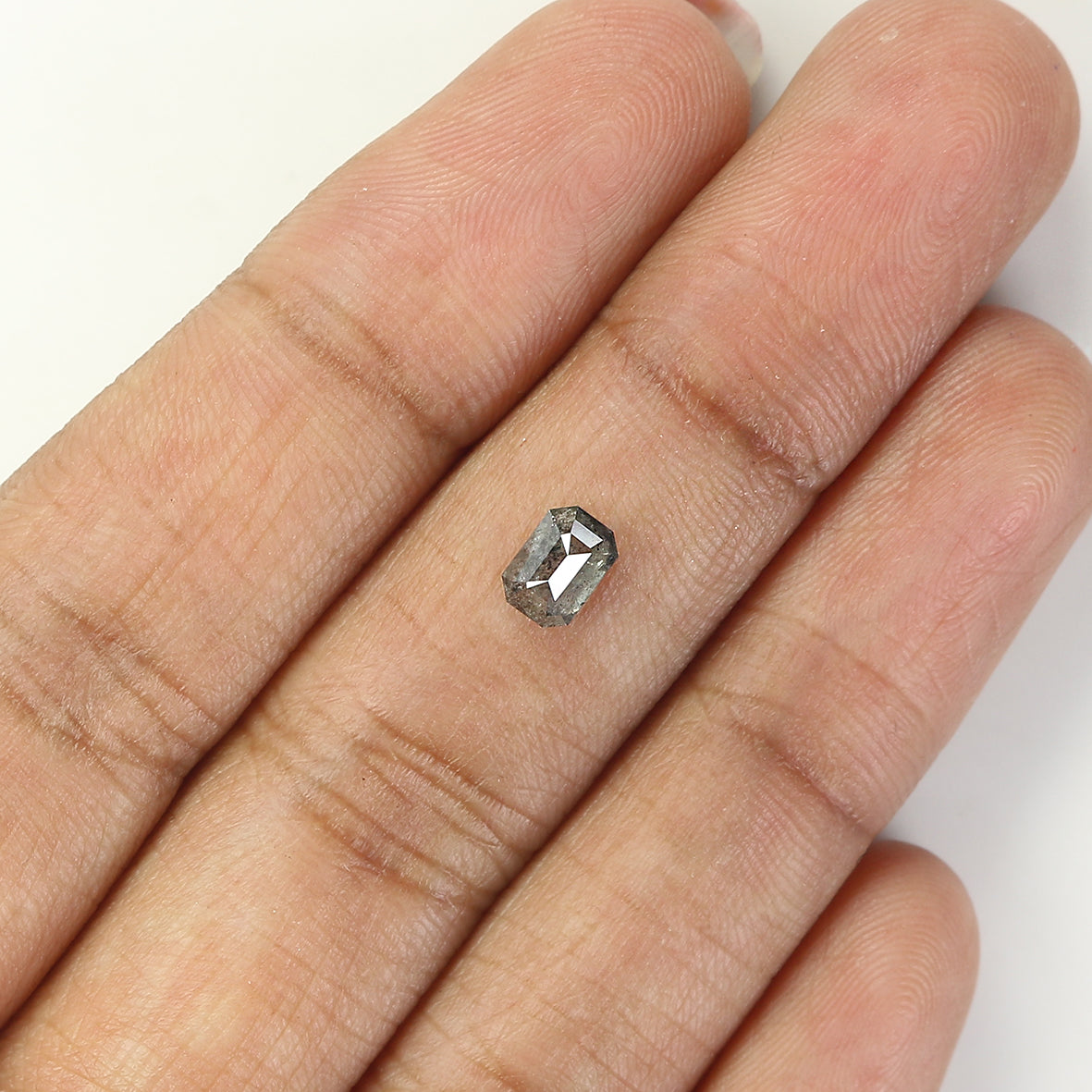 0.56 CT Natural Loose Emerald Shape Diamond Salt And Pepper Emerald Diamond 5.50 MM Natural Black Grey Color Emerald Rose Cut Diamond LQ1028
