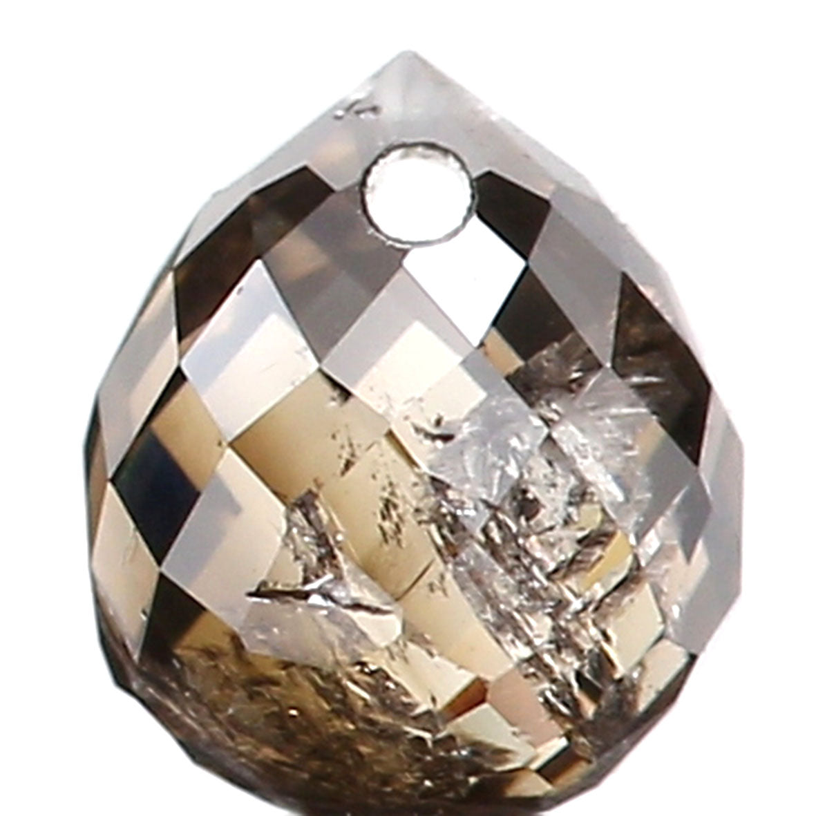 0.59 Ct Natural Loose Briolette Shape Diamond Brown Color Drop Diamond 4.60 MM Natural Loose Brown Color Briolette Rose Cut Diamond LQ131