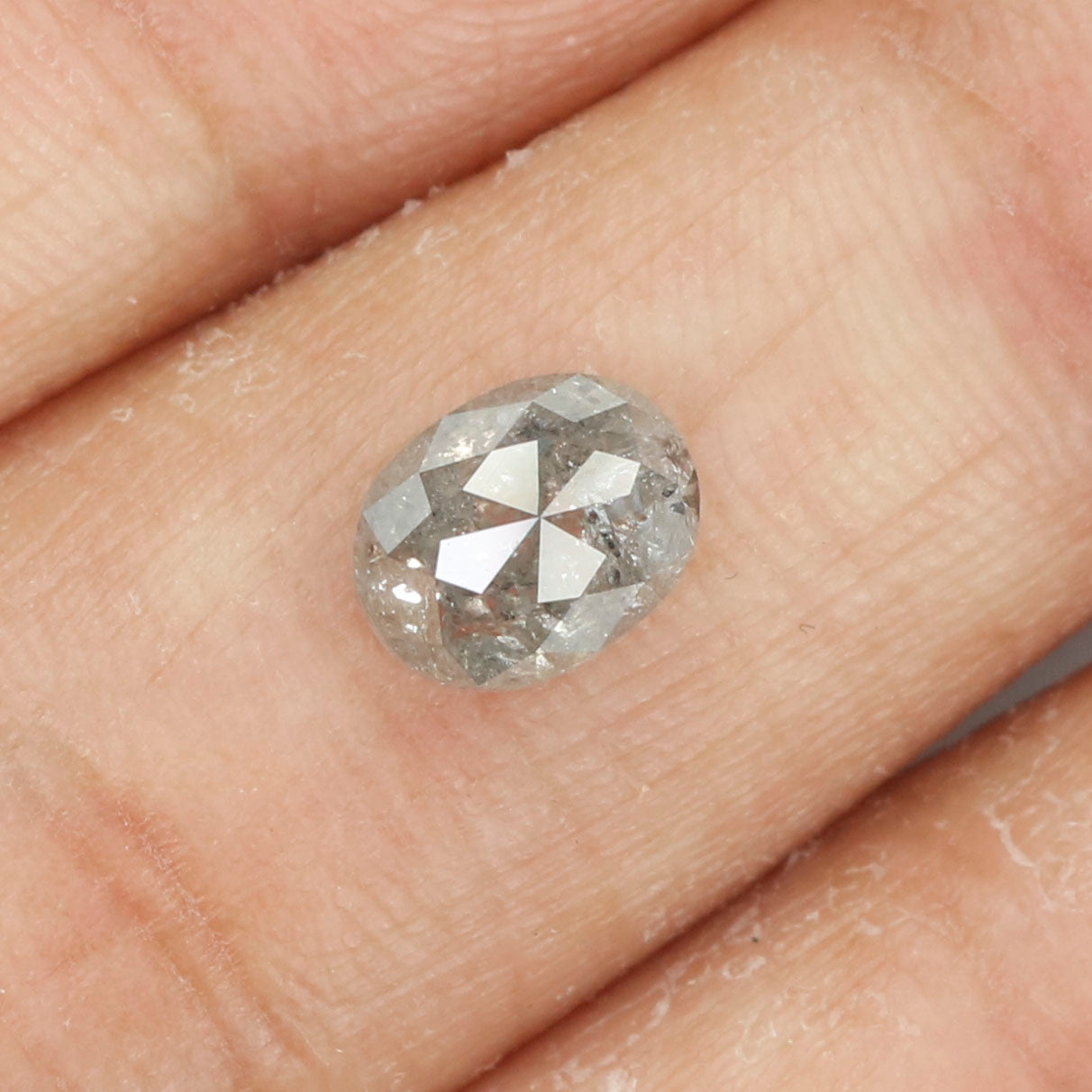 1.14 CT Natural Loose Oval Shape Diamond Salt And Pepper Oval Rose Cut Diamond 6.80 MM Black Grey Color Oval Shape Rose Cut Diamond QL323