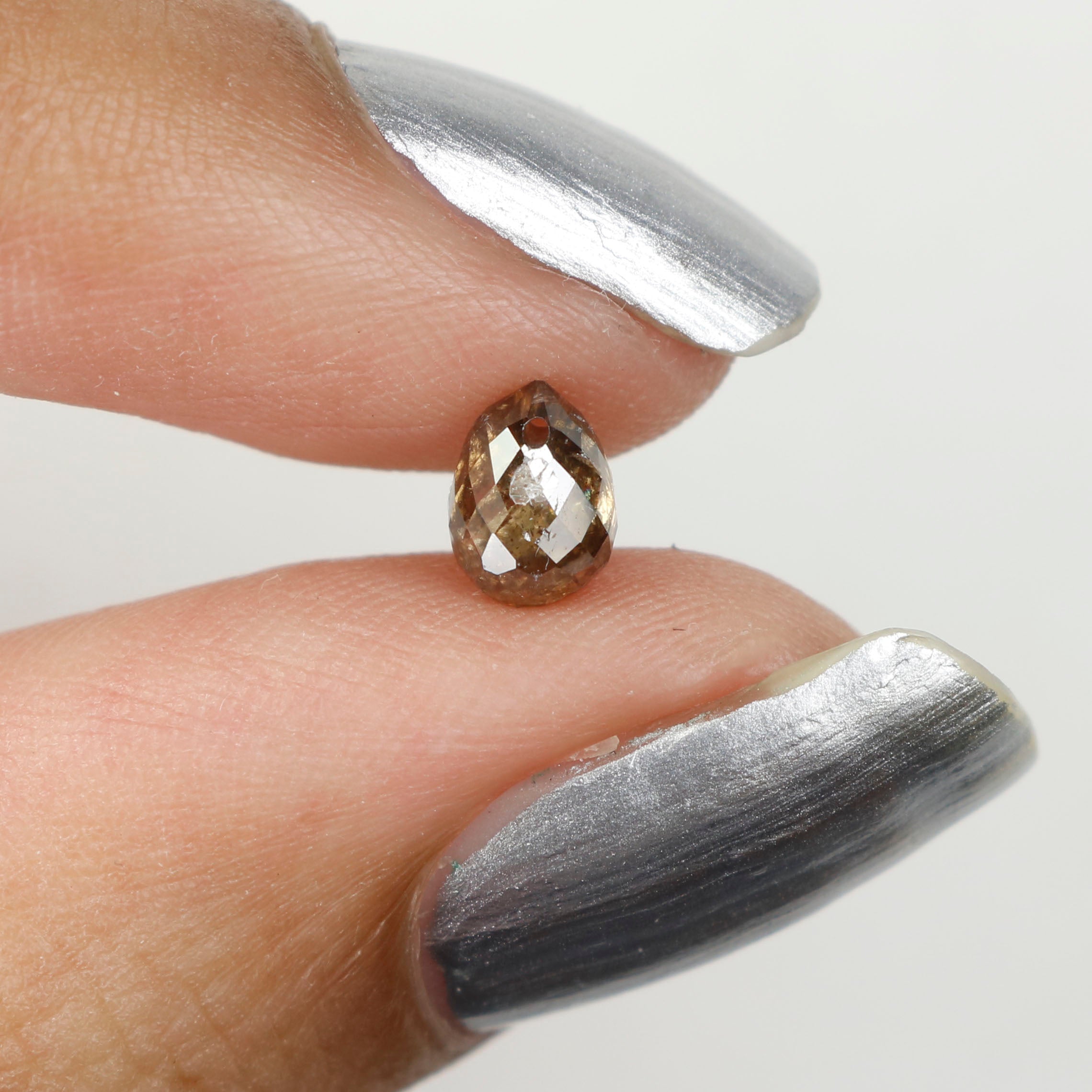 0.79 Ct Natural Loose Briolette Shape Diamond Brown Color Drop Diamond 5.55 MM Natural Loose Brown Color Briolette Rose Cut Diamond LQ9824