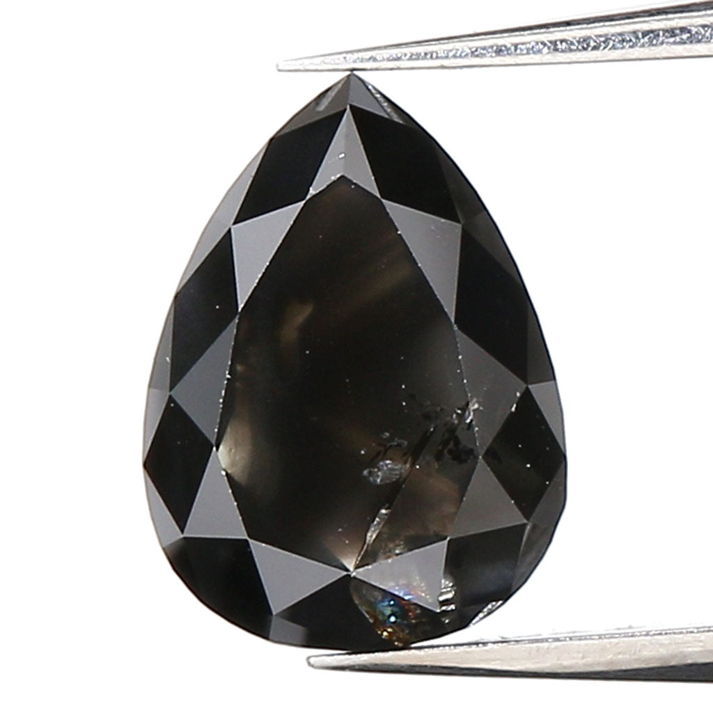 IGI CERTIFIED 1.34 Ct Natural Loose Diamond Pear Brilliant Natural Fancy Black Color 7.75 MM KDL9380