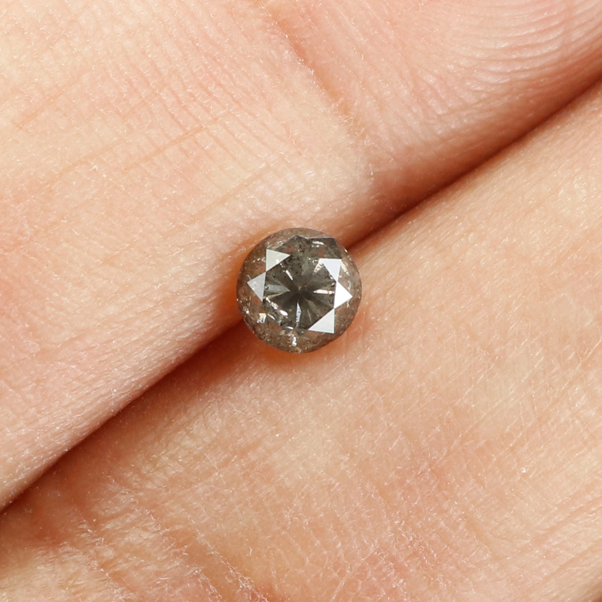 0.37 Ct Natural Loose Diamond, Round Brilliant Cut, Salt Pepper Diamond, Black Diamond, Gray Diamond, Rustic Diamond L5065