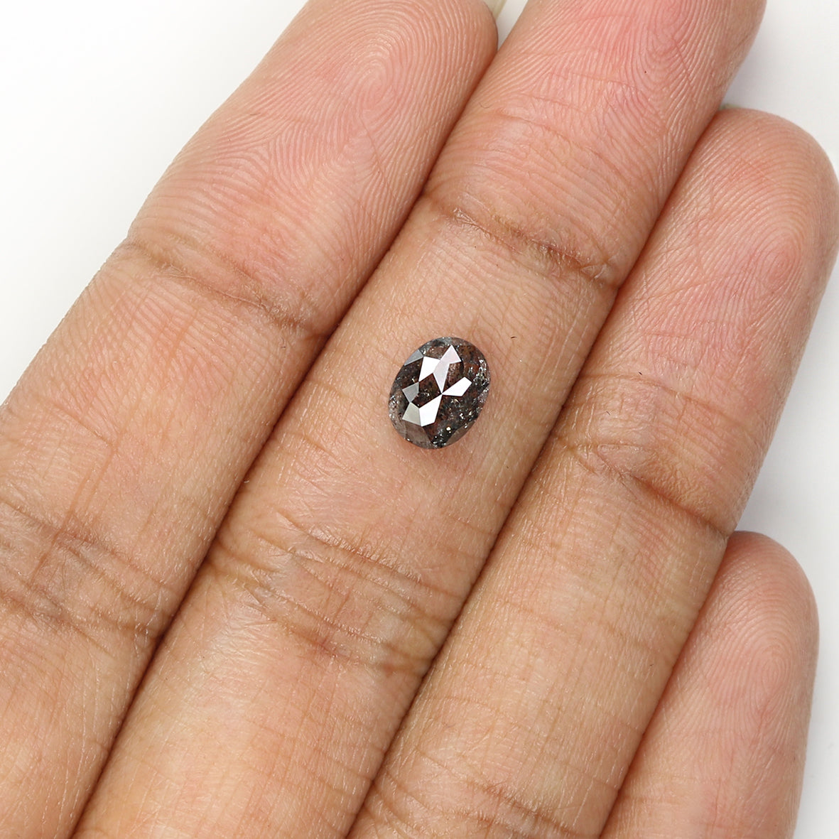 0.95 Ct Natural Loose Oval Shape Diamond Black Grey Color Diamond 6.80 MM Natural Loose Diamond Salt and Pepper Oval Shape Diamond QL1544