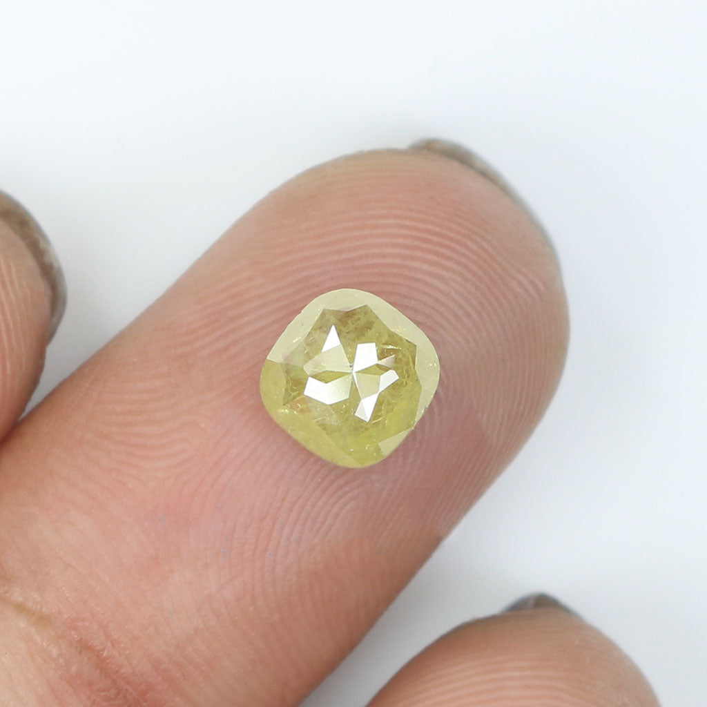 0.81 CT Natural Loose Cushion Shape Diamond Yellow Color Cushion Cut Diamond 5.65 MM Natural Yellow Diamond Cushion Rose Cut Diamond QL9098