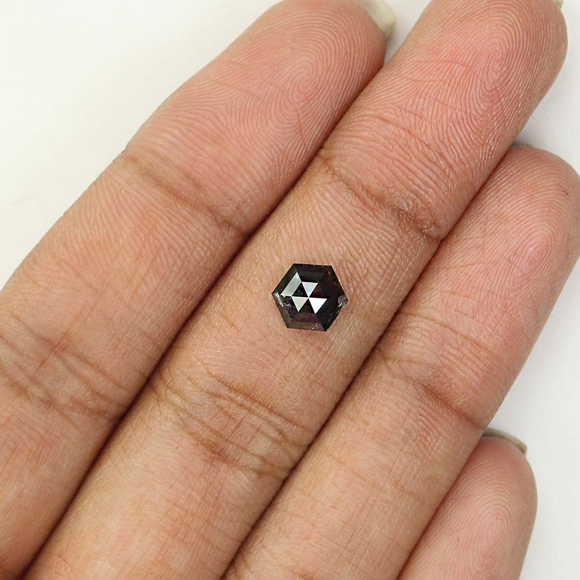 0.83 CT Natural Loose Hexagon Shape Diamond Salt And Pepper Hexagon Cut Diamond 6.70 MM Natural Black Grey Color Hexagon Cut Diamond KQ2396
