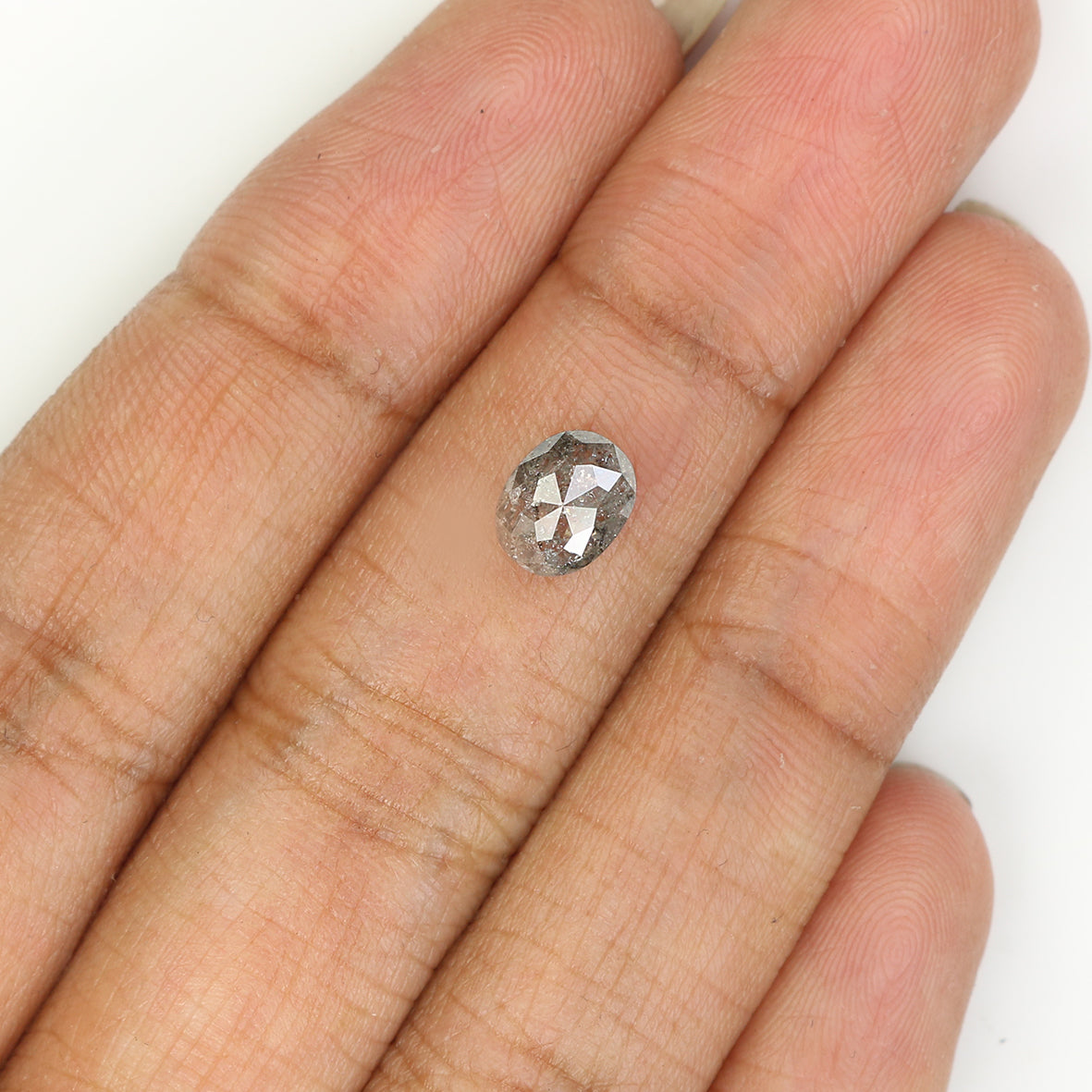 0.89 CT Natural Loose Oval Shape Diamond Salt And Pepper Oval Diamond 6.90 MM Natural Diamond Black Grey Color Oval Rose Cut Diamond QL1445