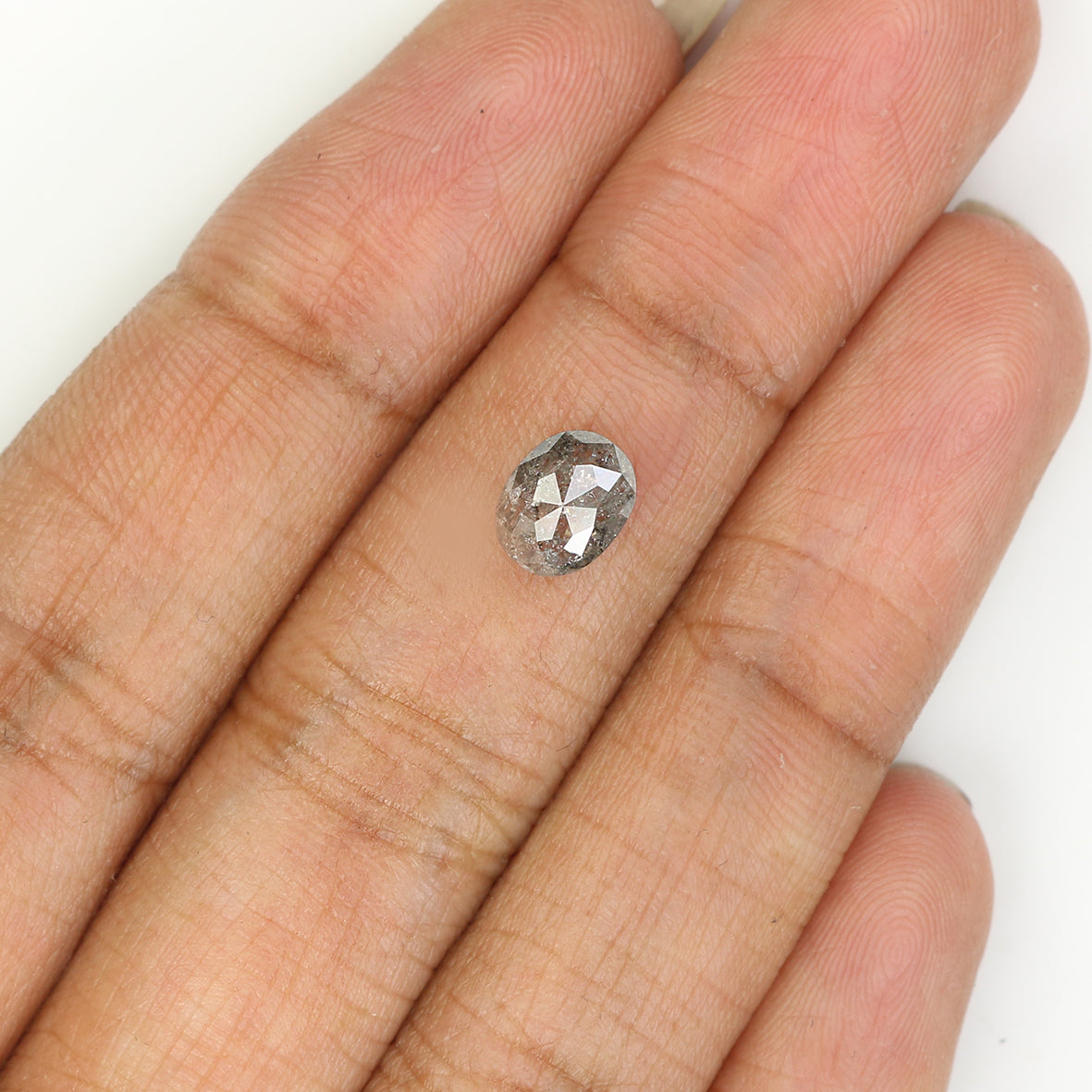 Natural Loose Oval Salt And Pepper Diamond Black Grey Color 0.89 CT 6.90 MM Oval Shape Rose Cut Diamond KDL1445