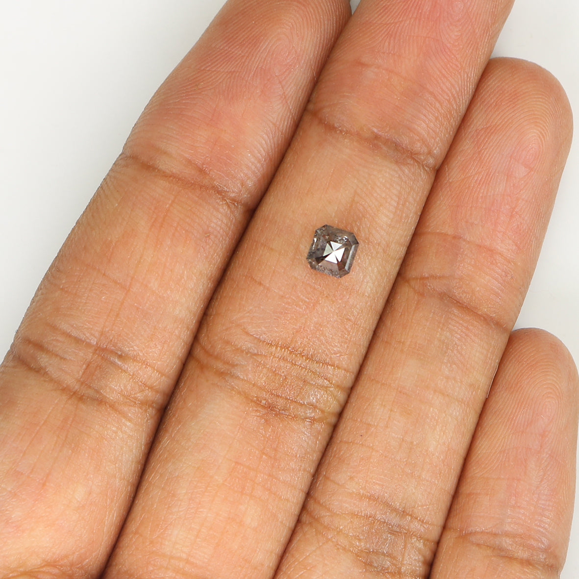 0.64 CT Natural Loose Emerald Shape Diamond Salt And Pepper Emerald Diamond 4.40 MM Natural Black Grey Color Emerald Rose Cut Diamond LQ5078