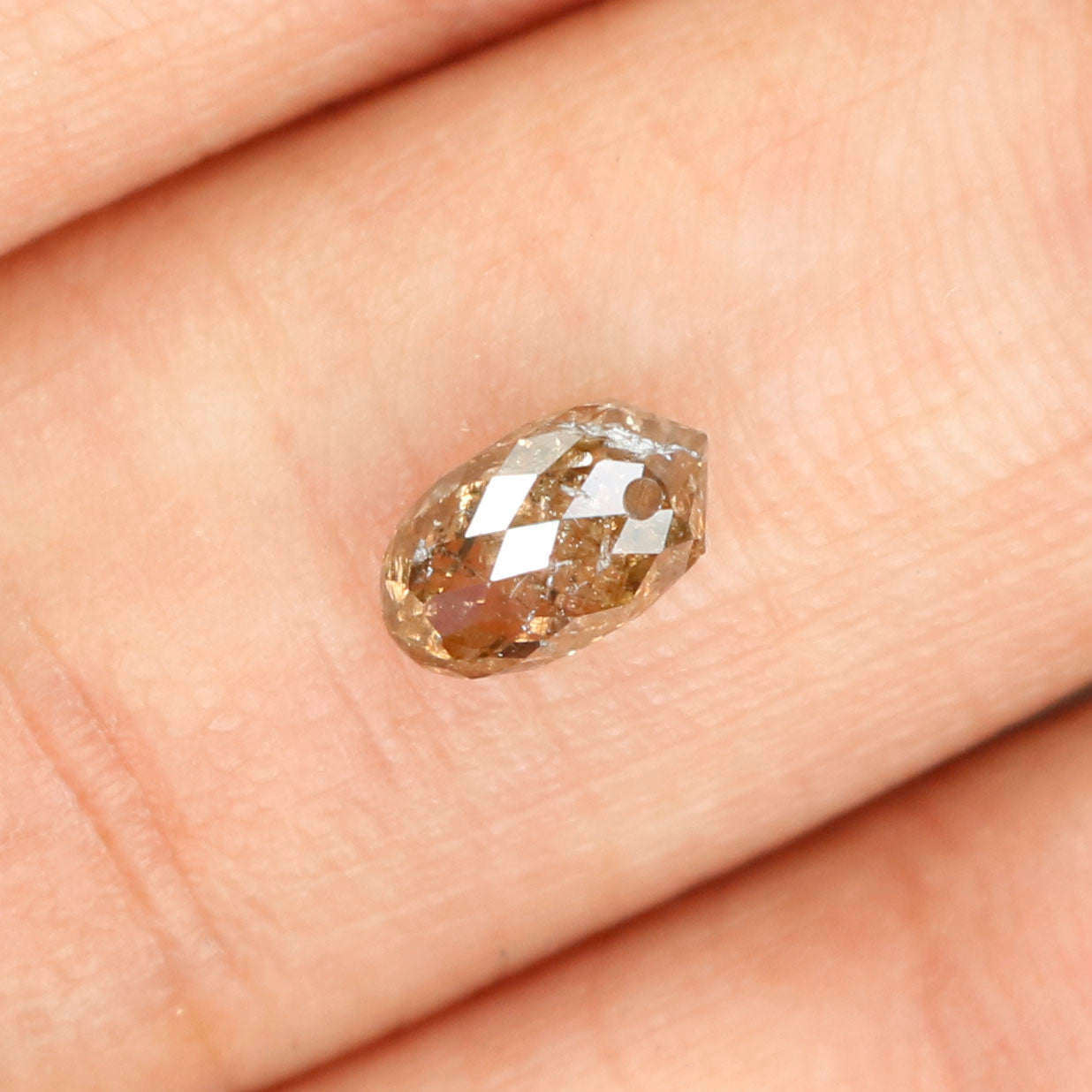 0.77 Ct Natural Loose Briolette Shape Diamond Brown Color Drop Diamond 6.25 MM Natural Loose Brown Color Briolette Rose Cut Diamond LQ9841