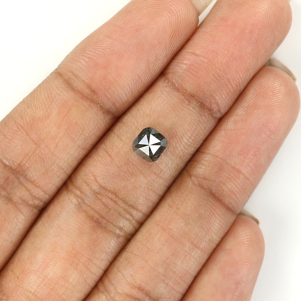 0.89 CT Natural Loose Cushion Shape Diamond Salt And Pepper Cushion Cut Diamond 5.20 MM Natural Black Grey Cushion Rose Cut Diamond LQ1341