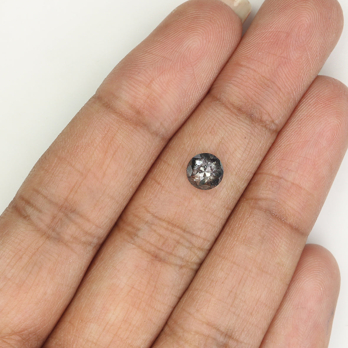 Natural Loose Round Rose Cut Salt And Pepper Diamond Black Grey Color 0.73 CT 5.80 MM Rose Cut Shape Diamond L1214