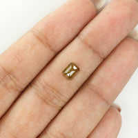 0.71 Ct Natural Loose Diamond, Emerald Cut Diamond, Green Diamond, Brown Diamond, Rustic Diamond, Fancy Shape Diamond, Real Diamond KDL496