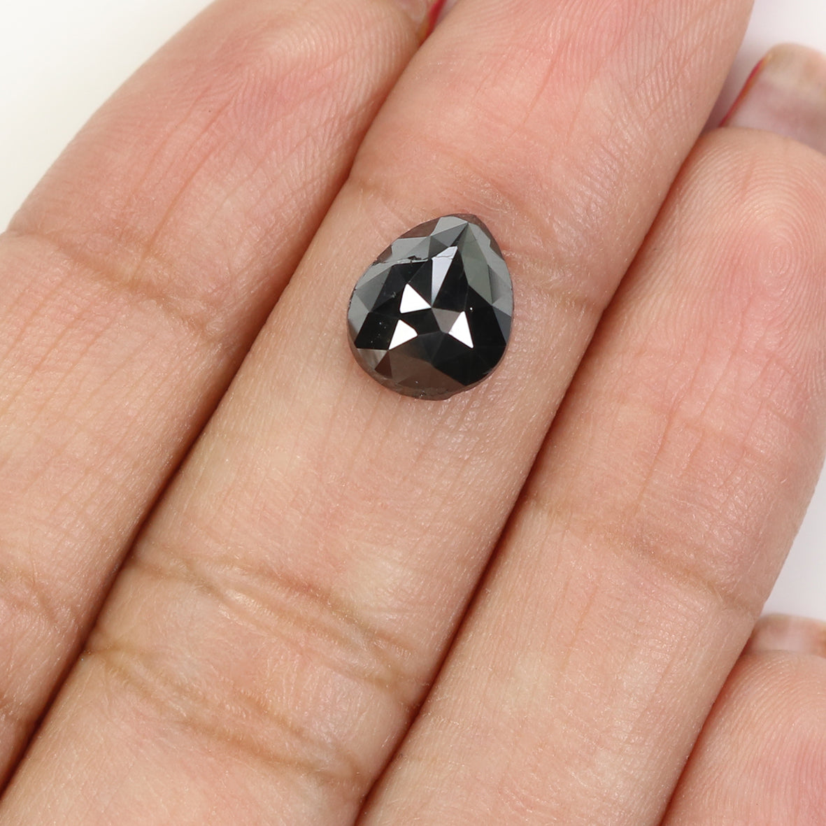 2.47 CT Natural Loose Pear Shape Diamond Black Color Pear Cut Diamond 8.90 MM Natural Loose Black Color Diamond Pear Rose Cut Diamond LQ1605