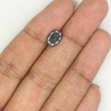 Natural Loose Oval Salt And Pepper Diamond Black Grey Color 1.46 CT 8.30 MM Oval Shape Rose Cut Diamond L1129