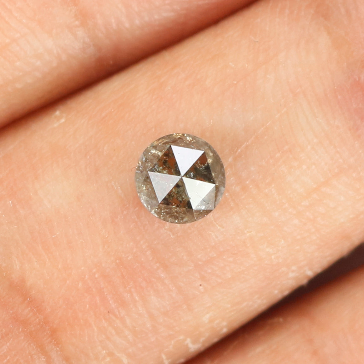 0.53 Ct Natural Loose Round Rose Cut Diamond Black Grey Color Rose Cut Diamond 4.60 MM Natural Loose Salt And Pepper Rose Cut Diamond QL7404