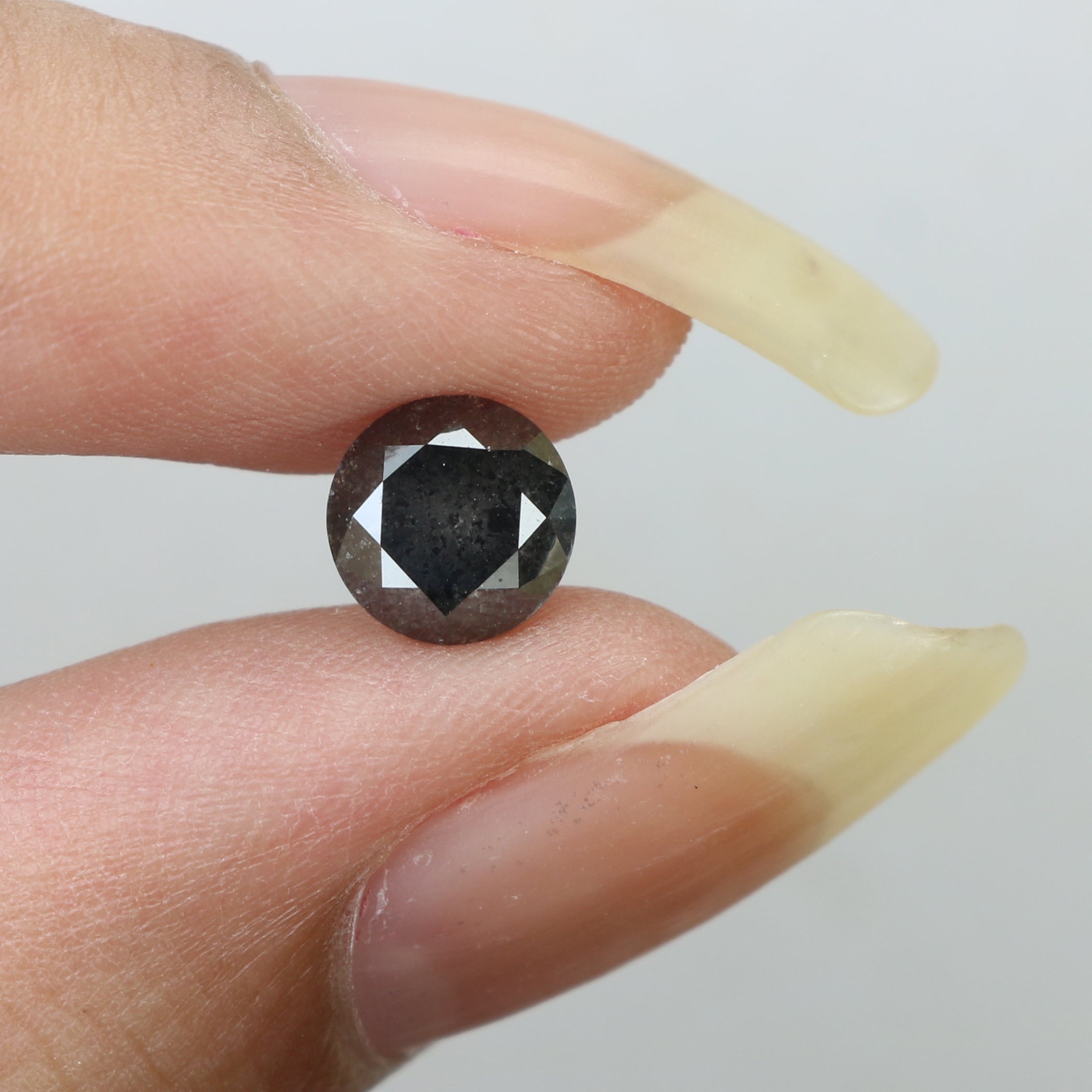 1.25 CT Natural Loose Round Shape Diamond Black Grey Color Round Cut Diamond 6.40 MM Salt And Pepper Round Brilliant Cut Diamond QL8301