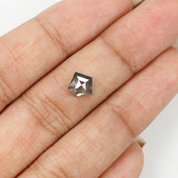 0.92 CT Natural Loose Diamond, Pentagon Cut Diamond, Salt And Pepper Diamond, Black Gray Diamond, Pentagon Shape, Rose Cut Diamond KDL438