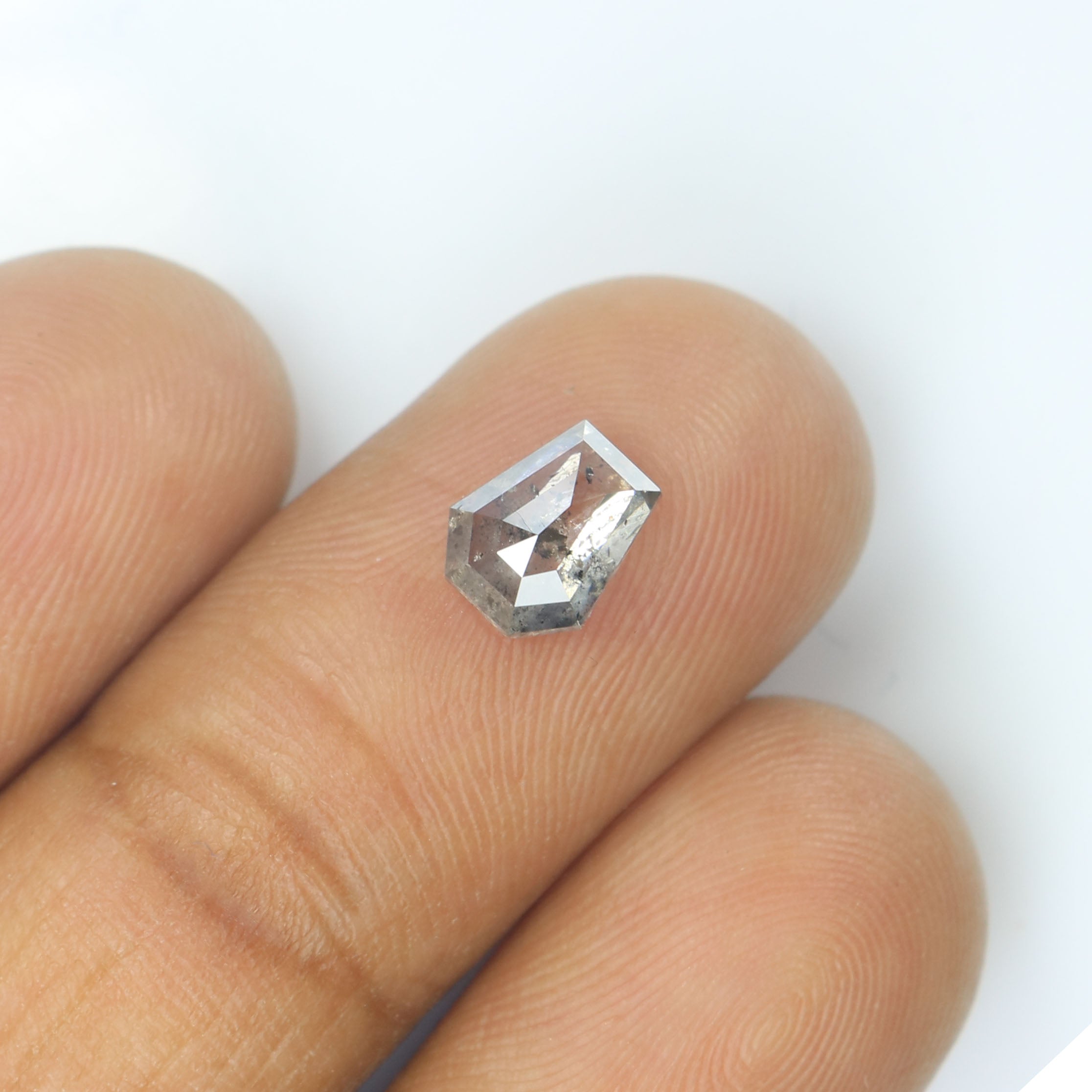 1.11 CT Natural Loose Coffin Shape Diamond Salt And Pepper Coffin Cut Diamond 6.80 MM Black Grey Color Coffin Shape Rose Cut Diamond QK2178