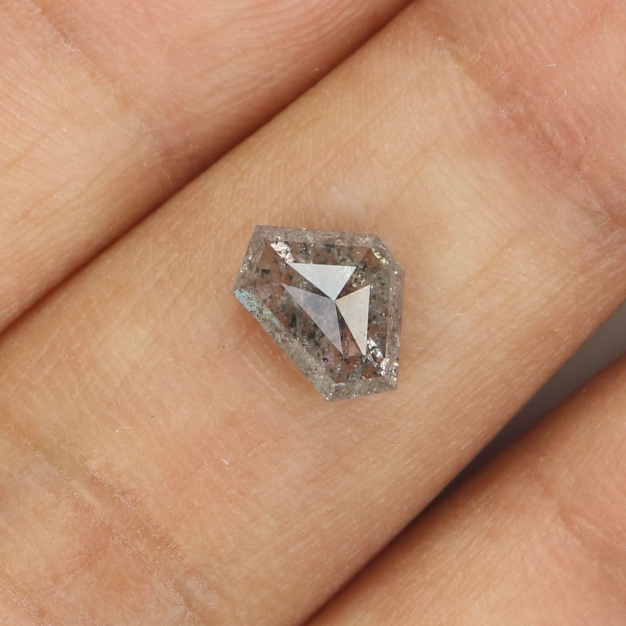 1.09 Ct Natural Loose Shield Shape Diamond Salt And Pepper Shield Cut Diamond 5.45 MM Black Gray Color Shield Shape Rose Cut Diamond QL253
