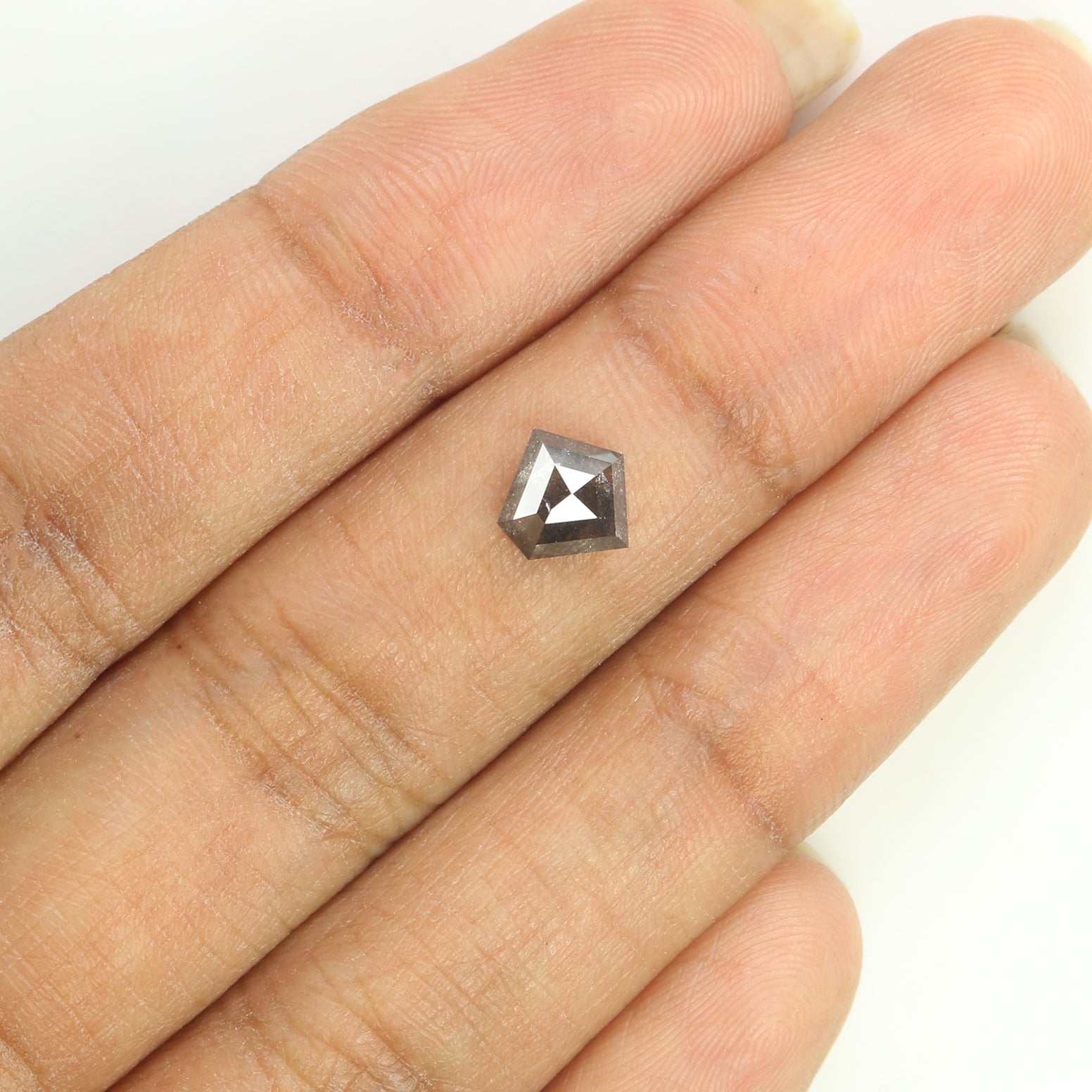 0.80 Ct Natural Loose Pentagon Shape Diamond Salt And Pepper Pentagon Cut Diamond 6.40 MM Black Gray Color Pentagon Rose Cut Diamond LQ1300