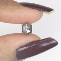 0.90 CT Hexagon Cut Diamond, Salt and Pepper Diamond, Natural Loose Diamond, Black Diamond, Grey Diamond, Rustic  Rose Cut Diamond KDL9970