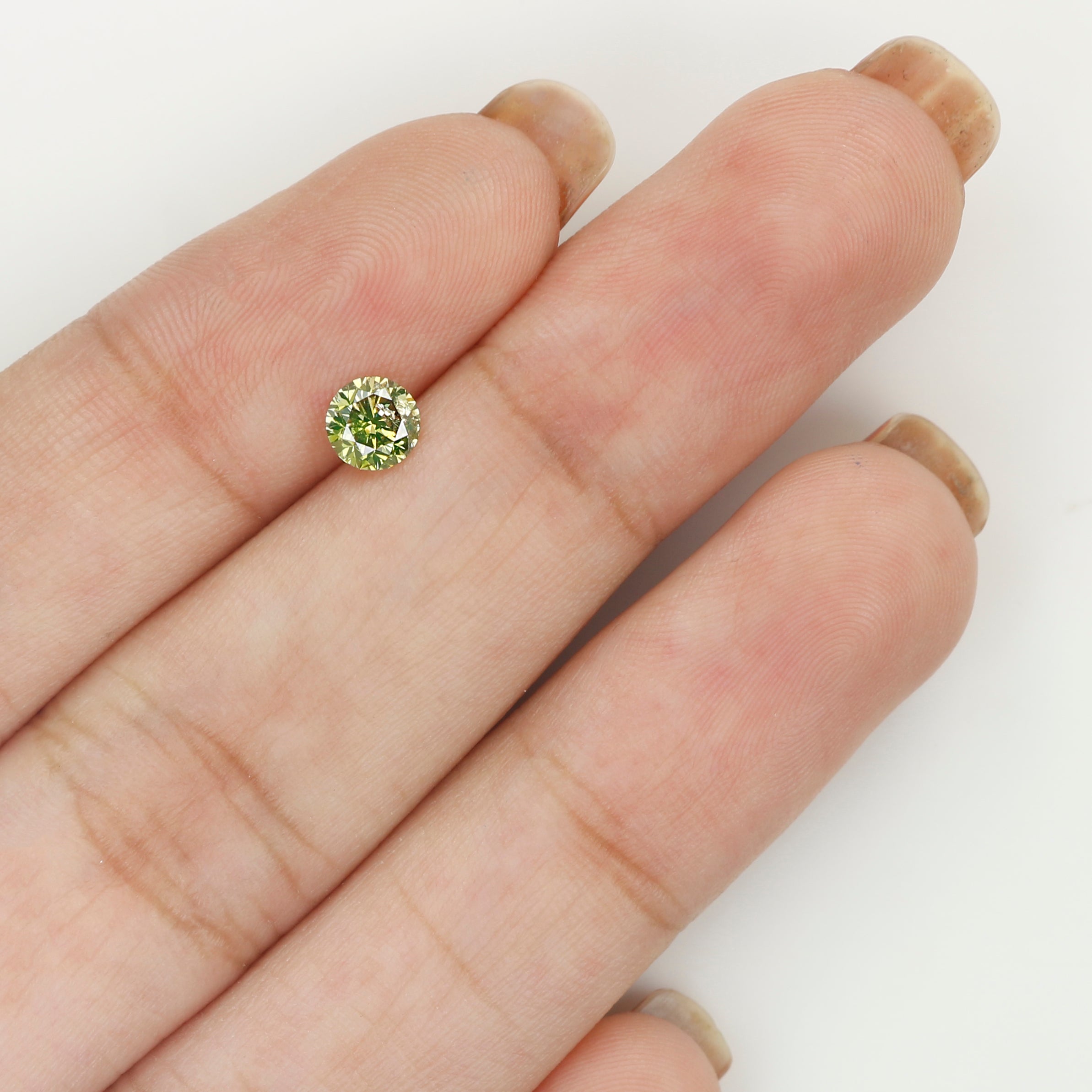 0.43 Ct Natural Loose Diamond, Green Diamond, Round Diamond, Round Brilliant Cut Diamond, Sparkling Diamond, Rustic Diamond L548