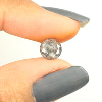 1.44 CT Natural Loose Diamond Round Black Grey Salt And Pepper Color 6.89 MM L9352