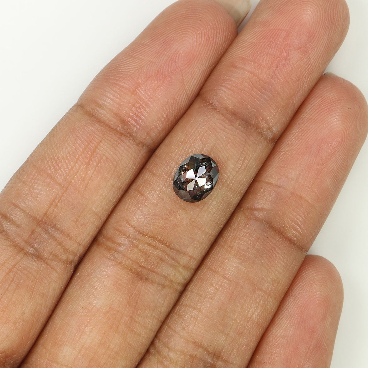 1.21 CT Natural Loose Oval Shape Diamond Salt And Pepper Oval Rose Cut Diamond 7.20 MM Black Grey Color Oval Shape Rose Cut Diamond QL1259