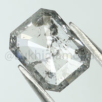 0.74 Ct Natural Loose Diamond Emerald Black Grey Salt And Pepper Color I3 Clarity 6.30 MM KDL8434