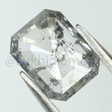 0.74 Ct Natural Loose Diamond Emerald Black Grey Salt And Pepper Color I3 Clarity 6.30 MM KDL8434