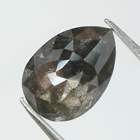 1.70 CT Natural Loose Pear Shape Diamond Salt And Pepper Pear Rose Cut Diamond 9.00 MM Black Grey Color Pear Shape Rose Cut Diamond QL8120