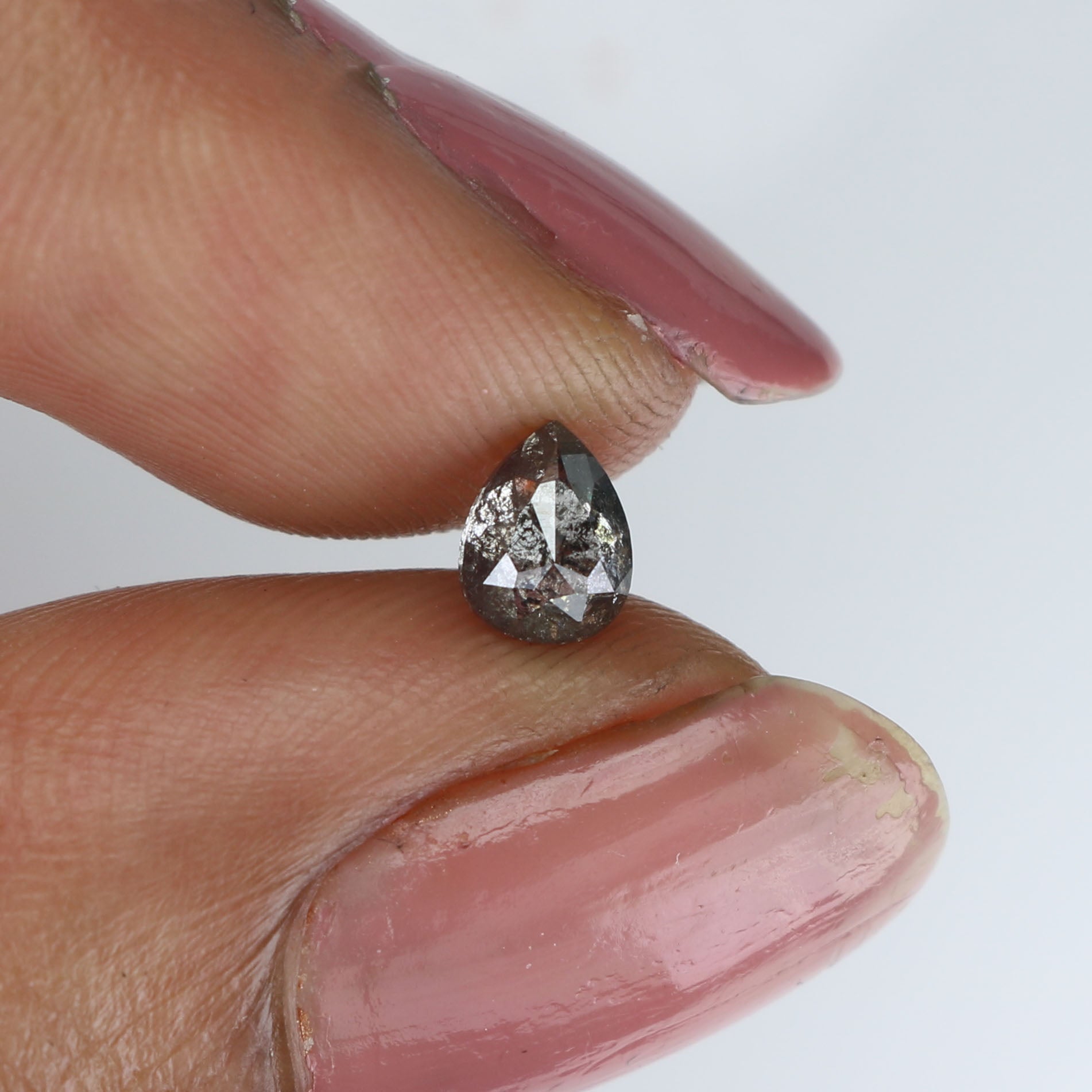 0.52 Ct Natural Loose Pear Shape Diamond Salt And Pepper Pear Cut Diamond 5.55 MM Natural Black Grey Diamond Pear Rose Cut Diamond LQ9020