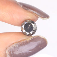 2.05 CT Natural Loose Diamond Round Black Grey Salt And Pepper Color 7.85 MM KDL9209