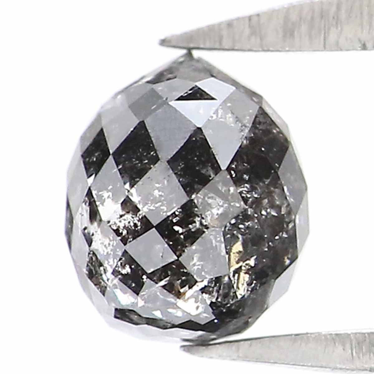 0.56 CT Natural Loose Briolette Shape Diamond Salt And Pepper Drop Cut Diamond 4.60 MM Natural Black Grey Color Drop Rose Cut Diamond LQ5679