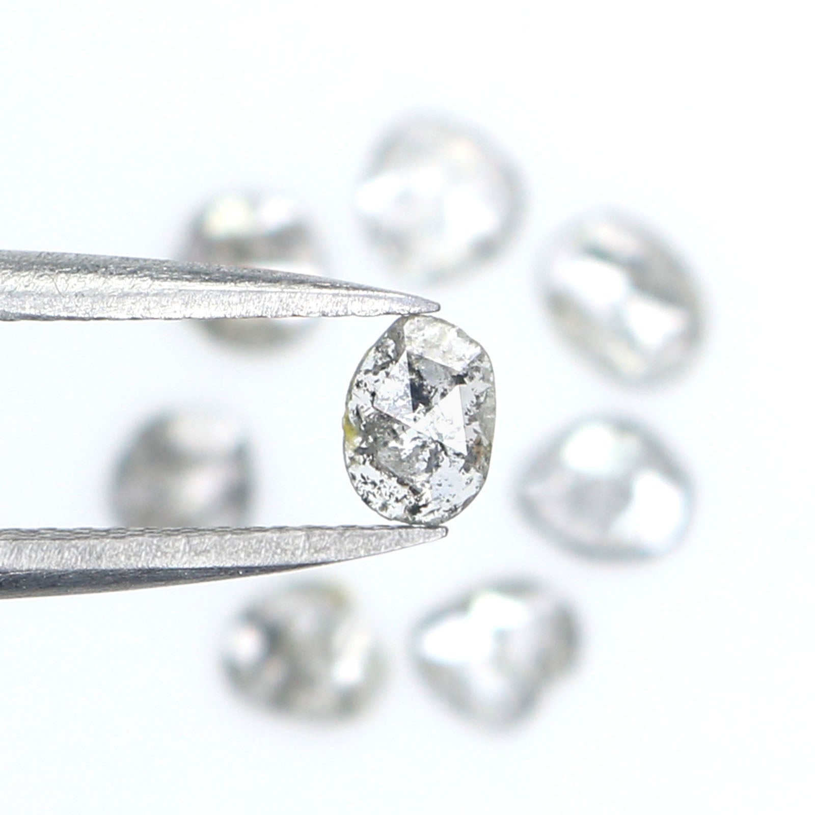 0.93 Ct Natural Loose Slice Shape Diamond Salt And Pepper Slice Diamond 4.00 MM Natural Loose Black Grey Color Irregular Cut Diamond LQ2523