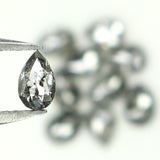 Natural Loose Pear Salt And Pepper Diamond Black Grey Color 1.19 CT 3.55 MM Pear Shape Rose Cut Diamond KDL1294