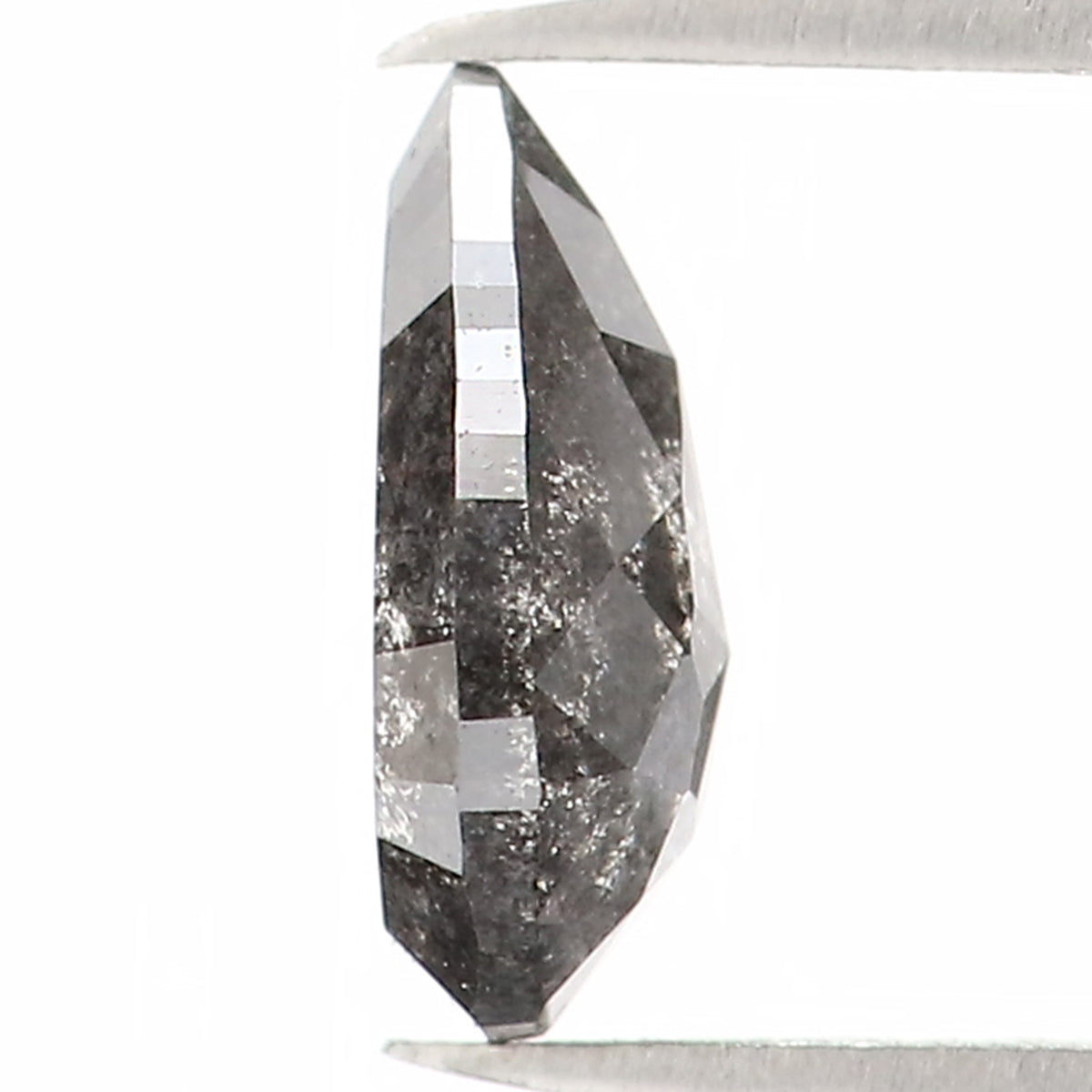 Natural Loose Pear Salt And Pepper Diamond Black Grey Color 0.42 CT 6.10 MM Pear Shape Rose Cut Diamond KR2393