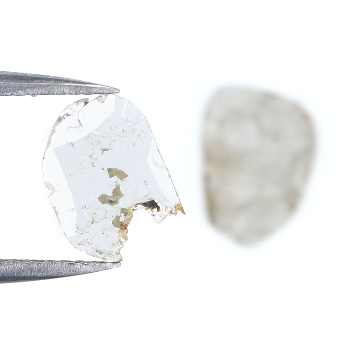 0.83 CT Natural Loose Slice Shape Diamond Ice Grey Color Slice Cut Diamond 9.40 MM Natural Ice Grey Color Slice Irregular Cut Diamond LQ7700