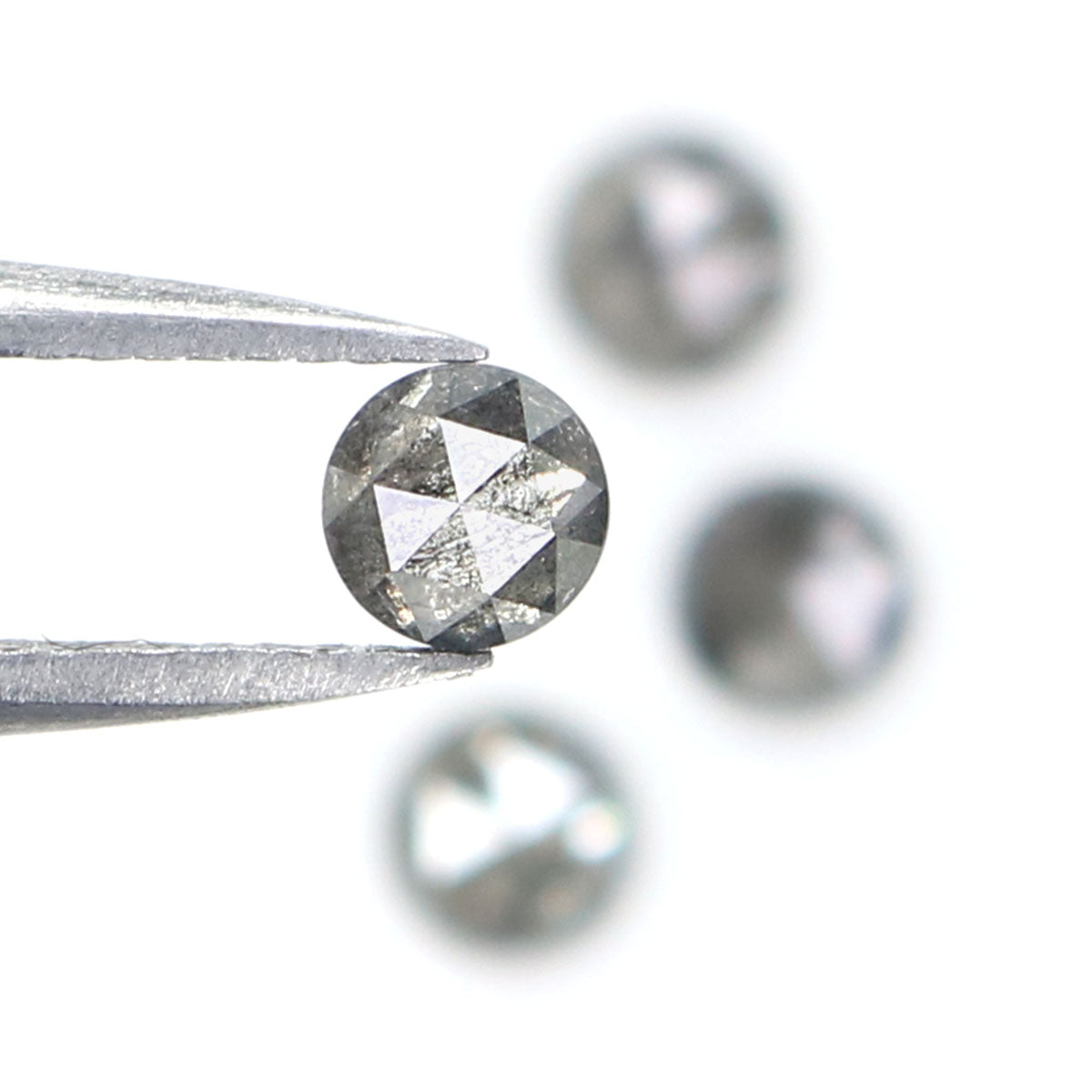 1.04 Ct Natural Loose Round Rose Cut Diamond Salt And Pepper Round Shape Diamond 3.90 MM Natural Black Grey Round Rose Cut Diamond KQ2548