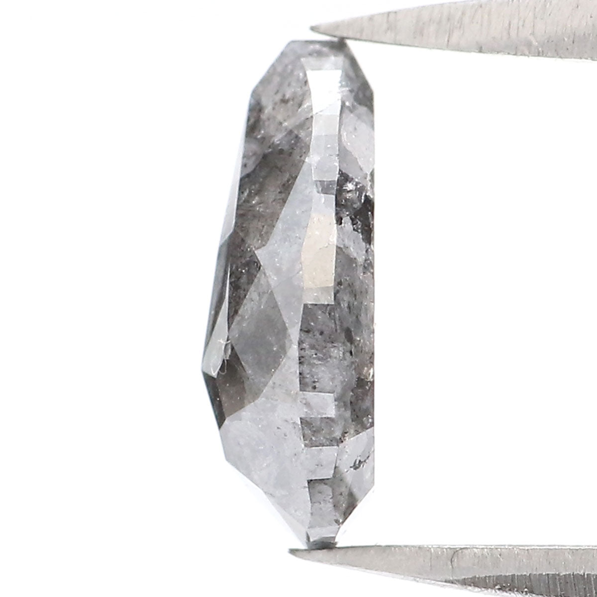 Natural Loose Pear Salt And Pepper Diamond Black Grey Color 1.46 CT 9.10 MM Pear Shape Rose Cut Diamond L2332