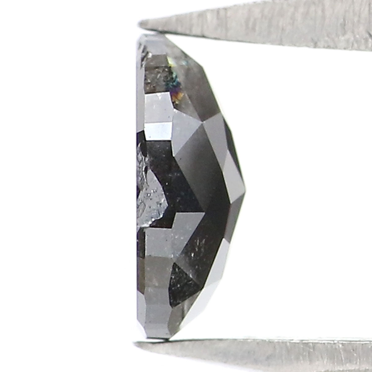 0.43 CT Natural Loose Oval Shape Diamond Salt And Pepper Oval Diamond 5.65 MM Natural Loose Black Grey Color Oval Rose Cut Diamond KQ2582