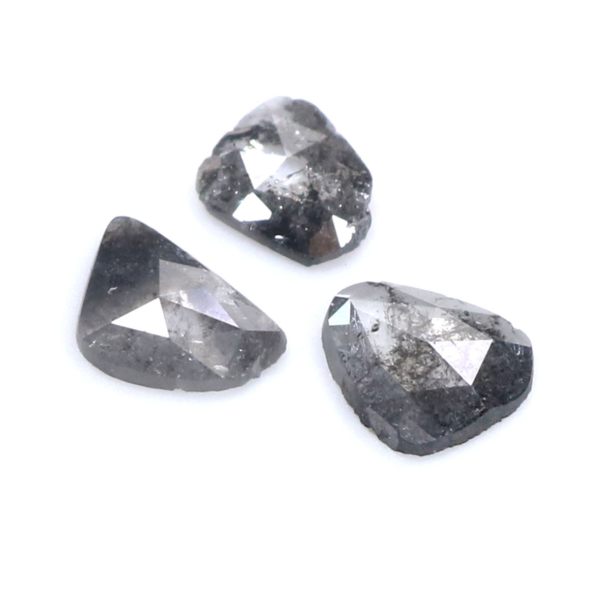Natural Loose Slice Salt And Pepper Diamond Black Grey Color 0.90 CT 4.90 MM Slice Shape Rose Cut Diamond L1471