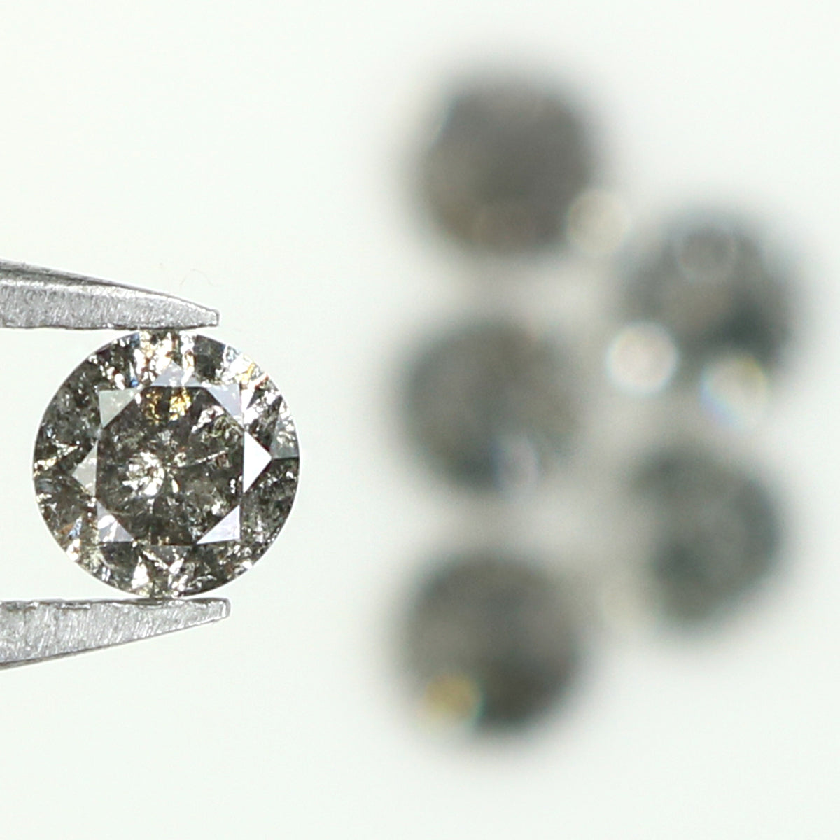 Natural Loose Round Salt And Pepper Diamond Black Grey Color 0.81 CT 3.20 MM Round Brilliant Cut Diamond KDL1386