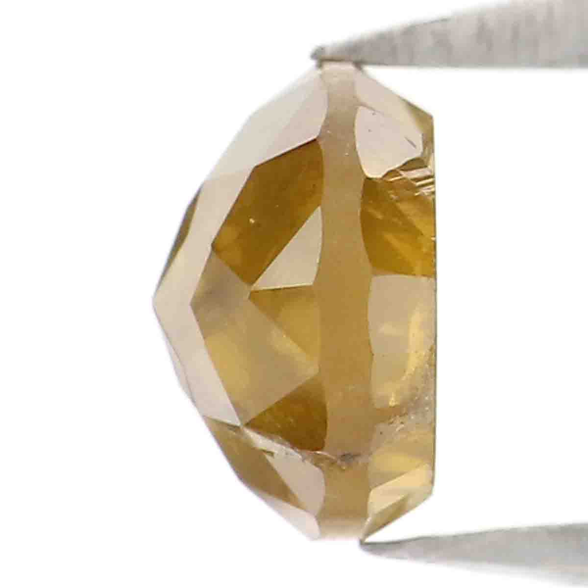 0.87 CT Natural Loose Round Rose Cut Diamond Yellow Color Round Shape Diamond 5.55 MM Natural Yellow Color Round Rose Cut Diamond LQ9136