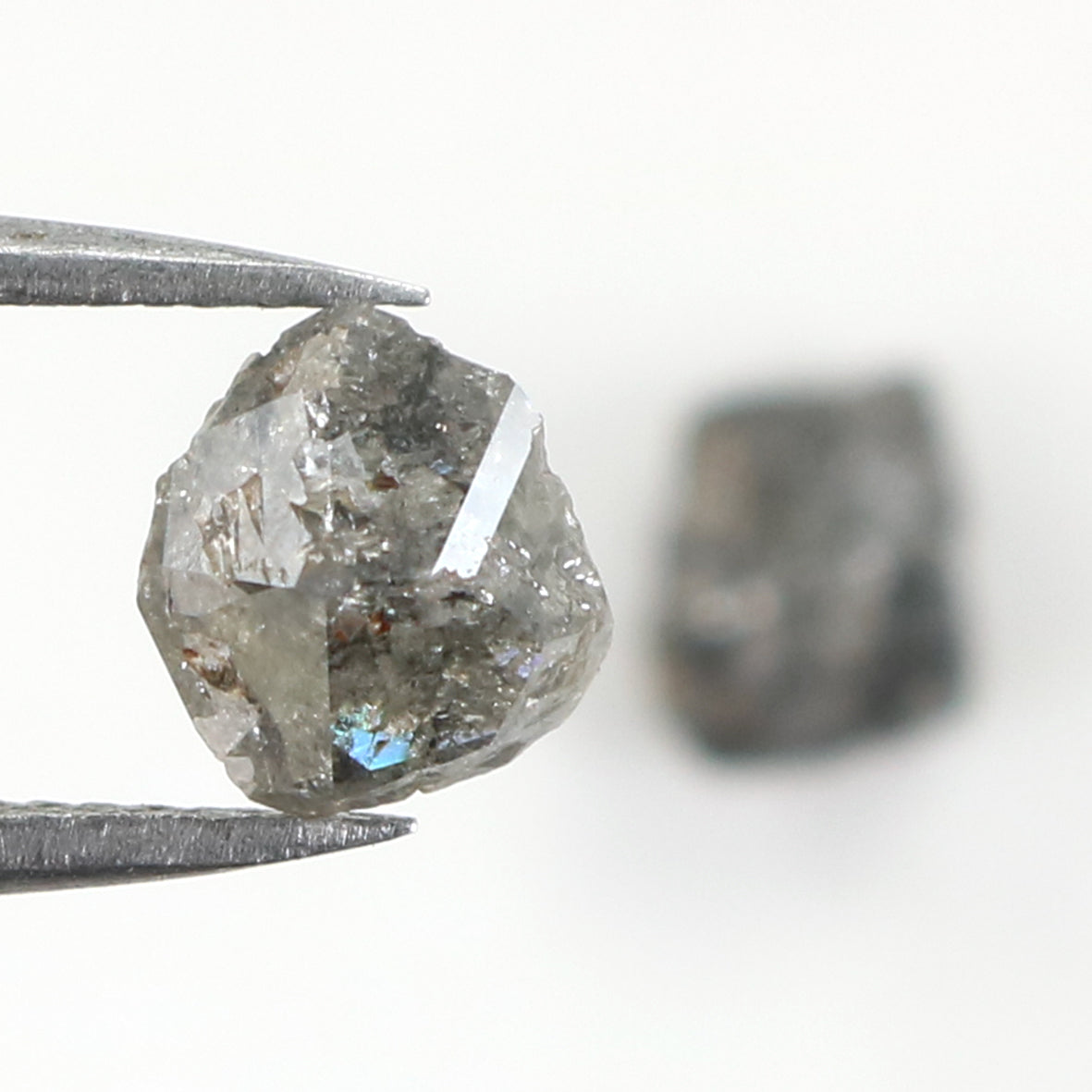 2.75 CT Natural Loose Rough Shape Diamond Salt And Pepper Rough Diamond 6.25 MM Natural Black Grey Color Rough Irregular Cut Diamond KQ2467