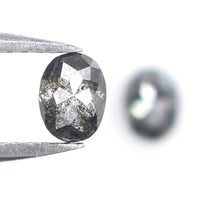 Natural Loose Oval Salt And Pepper Diamond Black Grey Color 0.60 CT 4.76 MM Oval Shape Rose Cut Diamond L2558
