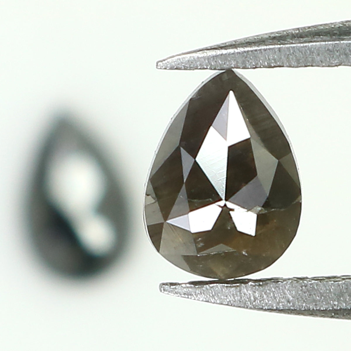 0.73 CT Natural Loose Pear Cut Pair Diamond Salt And Pepper Pear Shape Diamond 5.65 MM Natural Black Grey Color Pear Rose Cut Diamond KQ2386